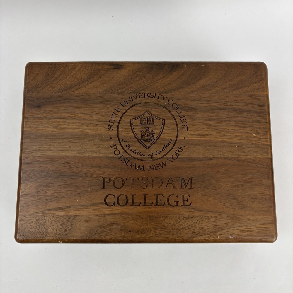 Potsdam College Walnut Wood Box Jewelry The State University Of New York - Picture 2 of 9